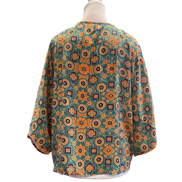 KARMA HIGHWAY M–XL Teal Boho Tie Front Blouse Festival Top - Picture 6 of 9